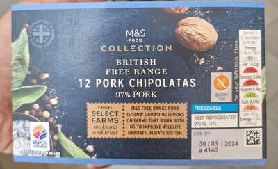 BRITISH FREE RANGE 12 PORK CHIPOLATAS