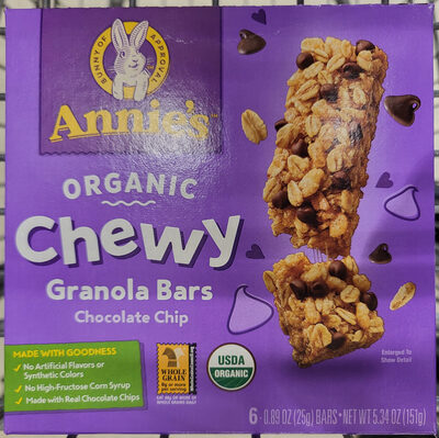 Annie's Organic Chewy Granola Bars Chocolatechip