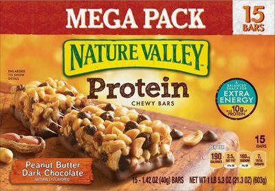 Protein peanut butter dark chocolate chewy bars mega