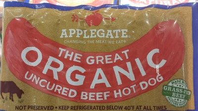Applegate, the great organic uncured beef hot dog