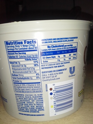 Country crock, churn style, 40% vegetable oil spread