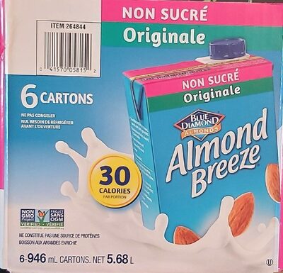 Almond Breeze Almondmilk Unsweetened Original/Orginale Aseptic
