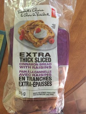Extra thick sliced cinnamon bread with raisins