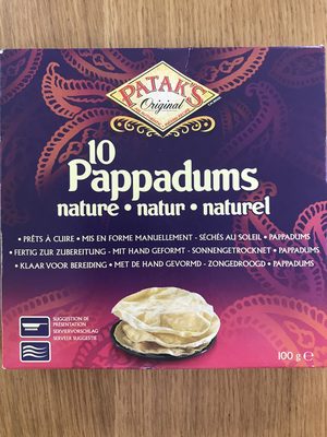 10 Pappadums Nature Pataks 100G 0