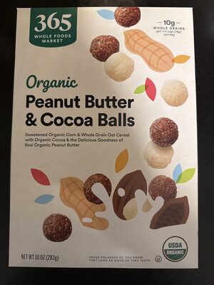organic peanut butter & cocoa balls cereal