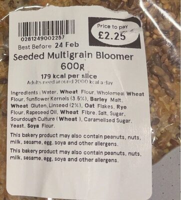 Seeded multigrain bloomer