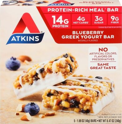 Protein-rich blueberry greek yogurt meal bars