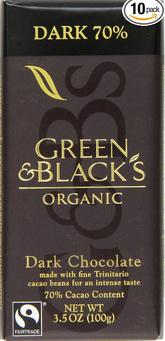 Cadbury green & black's chocolate bar 70% dark 10x3.500 oz