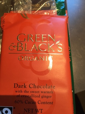 Cadbury green & black's chocolate bar ginger dark 10x3.500 oz