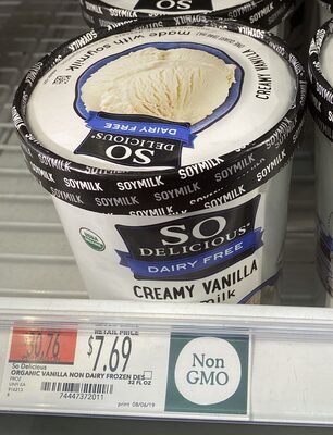 Organic Soymilk Non Dairy Frozen Dessert Creamy Vanilla Quart US/CA