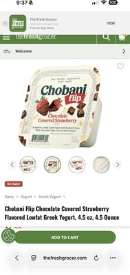 Chobani Flip Chocolate Covered Strawberry Flavored Lowfat Greek Yogurt