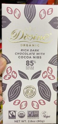 Rich rark chocolate with cocoa nibs