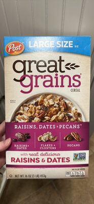 great grains raisins, dates & pecans cereal