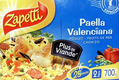 Paella Valenciana - Poulet, Fruits de mer, Chorizo - (2 Pers.)