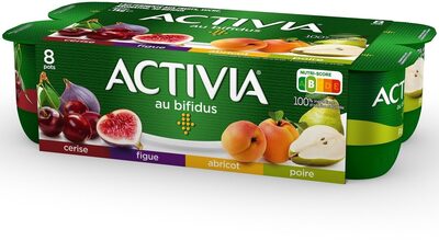 Activia fruits 125 g x 8 abricot - poire - figue - cerise