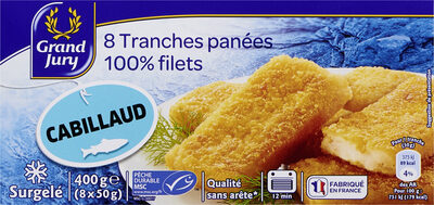 8 tranches panées 100% filets Cabillaud