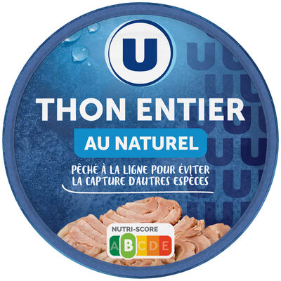 Thon listao entier au naturel pêche à la ligne boîte de 93g