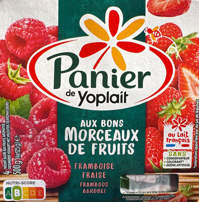 Panier de yoplait Morceaux de fruits framboise fraise