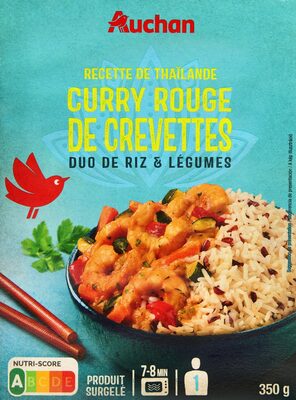 Curry rouge de crevettes et duo de riz
