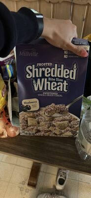 Frosted Shredded Wheat Bite Size Sweetened Whole Grain Cereal Blueberry