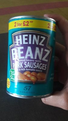 Baked beans with pork sausages
