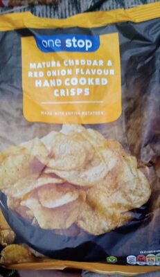 Mature cheddar and Red onion flavour hand cooked crisps