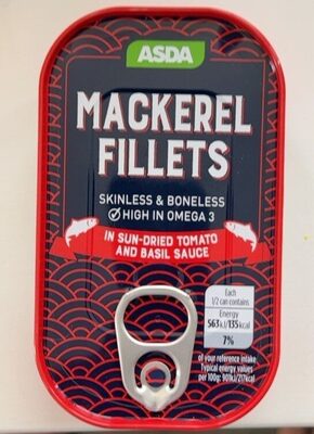Asda Mackerel fillets in sun dried tomato and basil sauce