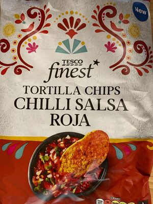 TESCO finest TORTILLA CHIPS CHILLI SALSA ROJA Serv