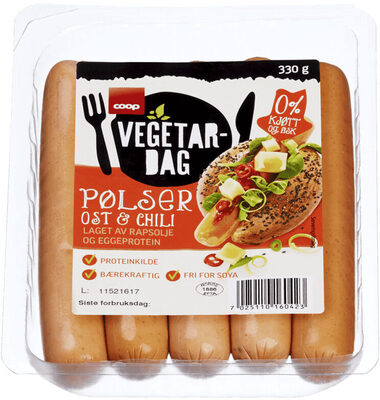Vegetar Pølser med ost og chili