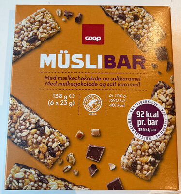 Müslibar med melkesjokolade og salt karamell