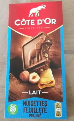 Chocolat lait noisettes feuilleté praliné