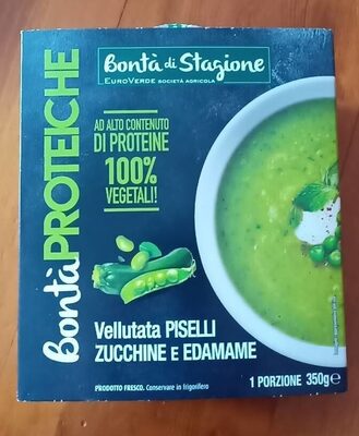 Vellutata di piselli e zucchine con edamame