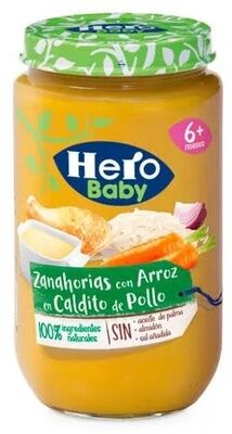 Zanahorias con arroz en caldo de pollo