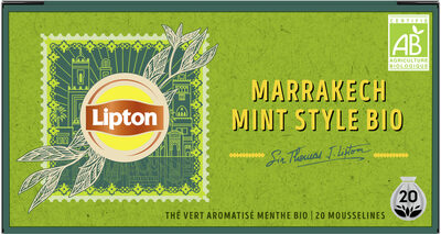 Lipton Thé Vert Bio Marrakech Mint 20 Sachets Mousseline