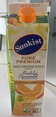 Pure premium freshly squeeze orange juice lit’s of pulp