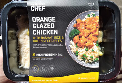 Orange Glazed Chicken with Basmati Rice & Green Vegetables